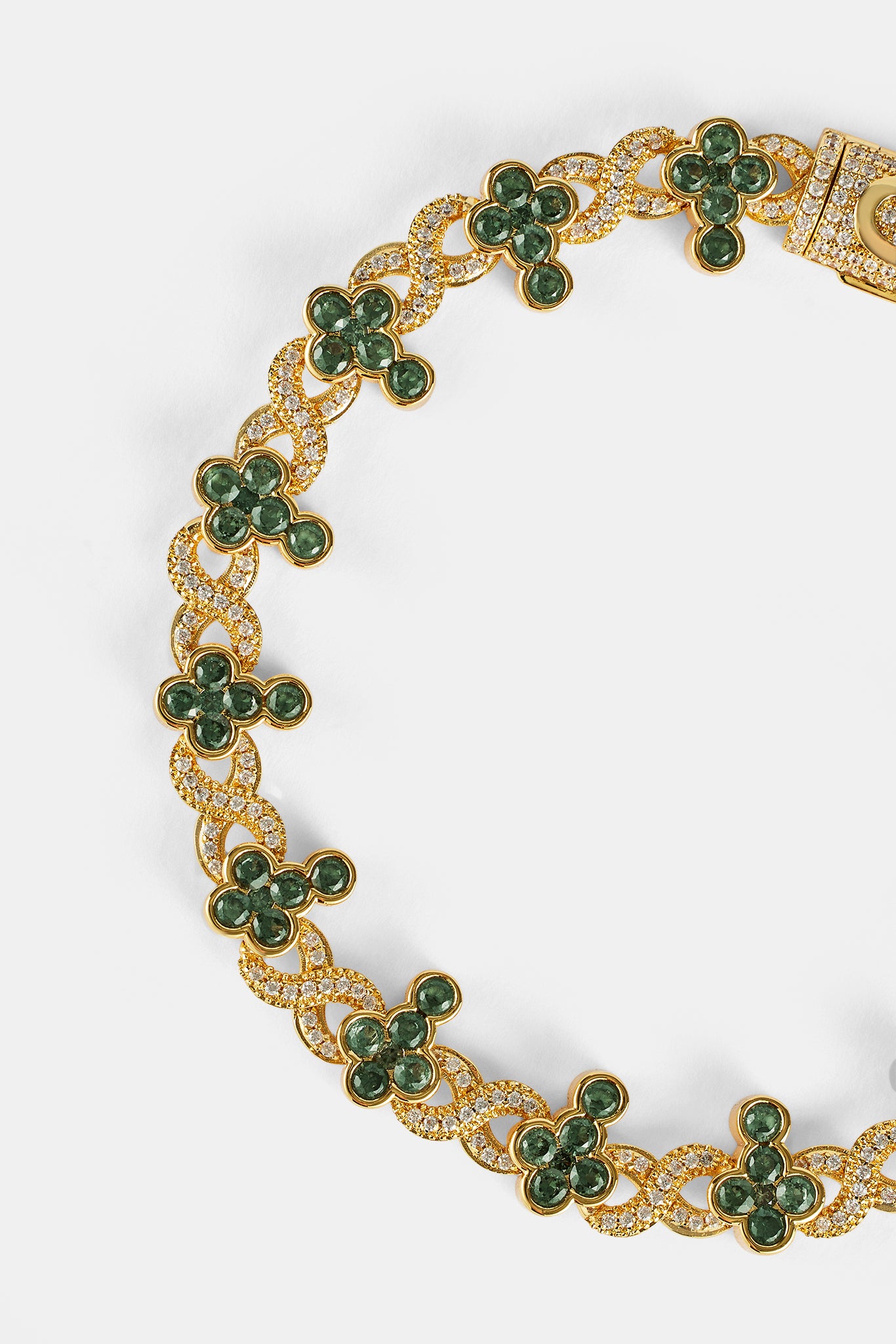 Iced Green Cross Infinity Link Bracelet - 10mm